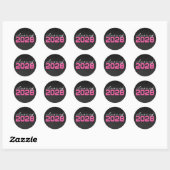 Roze en witte schoolbord afstudeerstickers ronde sticker (Vel)