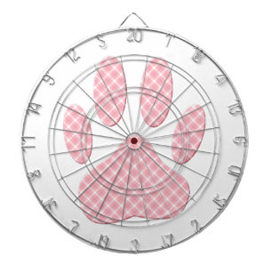 Roze en witte Schotse tartan Hond Pootafdruk Dartbord