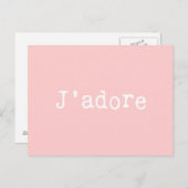 Roze en witte schrijfmachine J'adore Briefkaart (Voorkant / Achterkant)