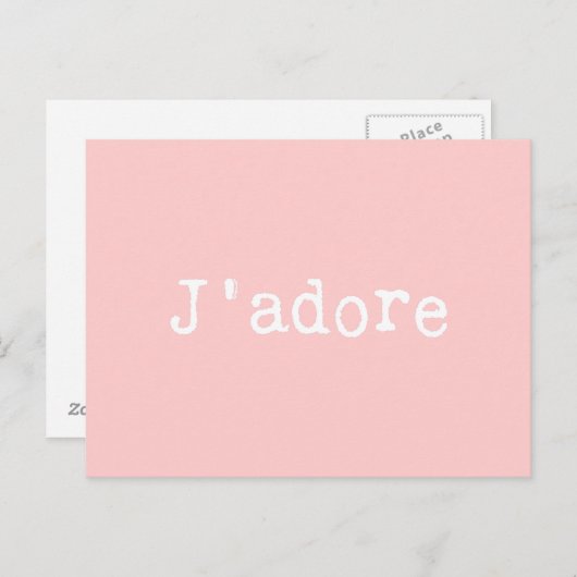 Roze en witte schrijfmachine J'adore Briefkaart (Voorkant / Achterkant)