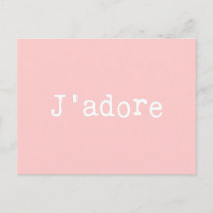 Roze en witte schrijfmachine J'adore Briefkaart