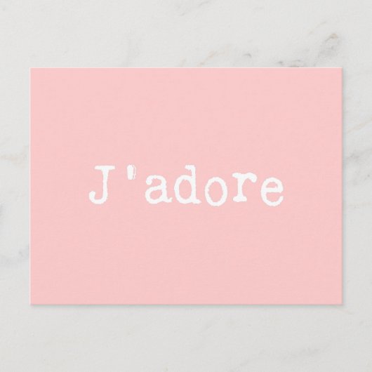 Roze en witte schrijfmachine J'adore Briefkaart (Voorkant)
