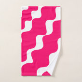 Roze en witte schuine golven patroon bad handdoek (Handdoek)