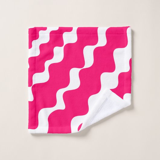 Roze en witte schuine golven patroon bad handdoek (Wasdoekje)