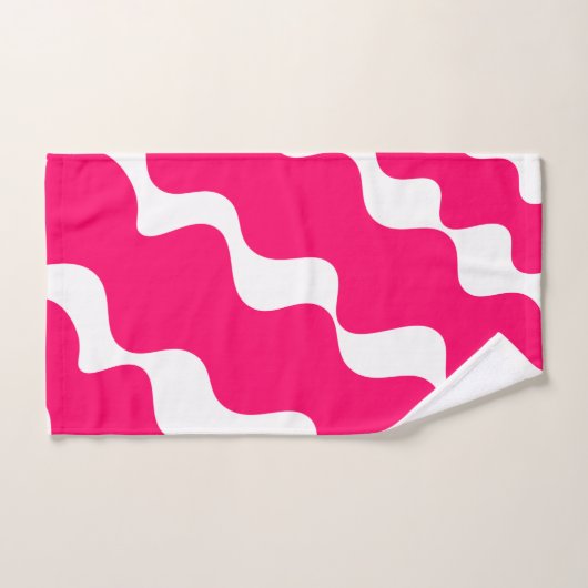 Roze en witte schuine golven patroon bad handdoek (Handdoek)