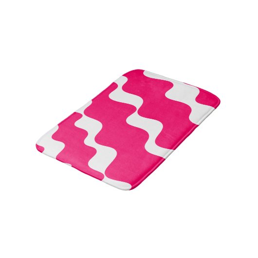 Roze en witte schuine golven patroon badmat (Gekanteld)