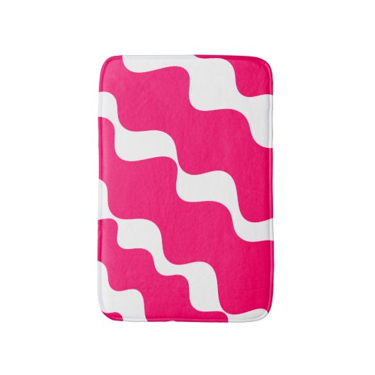 Roze en witte schuine golven patroon badmat (Voorkant Verticaal)