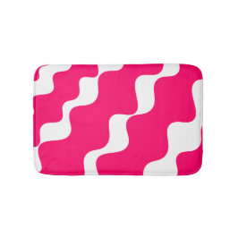 Roze en witte schuine golven patroon badmat
