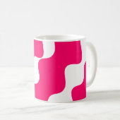 Roze en witte schuine golven patroon koffiemok (Voorkant rechts)