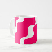 Roze en witte schuine golven patroon koffiemok (Voorkant links)