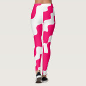 Roze en witte schuine golven patroon leggings (Achterkant)
