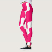 Roze en witte schuine golven patroon leggings (Links)
