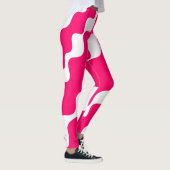 Roze en witte schuine golven patroon leggings (Rechts)