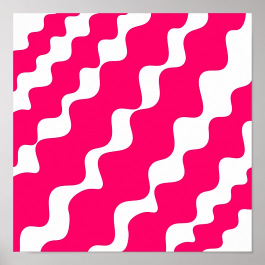 Roze en witte schuine golven patroon poster (Voorkant)