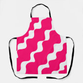 Roze en witte schuine golven patroon schort (Voorkant)