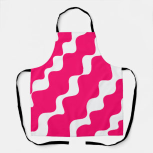 Roze en witte schuine golven patroon schort