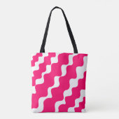 Roze en witte schuine golven patroon tote bag (Achterkant)