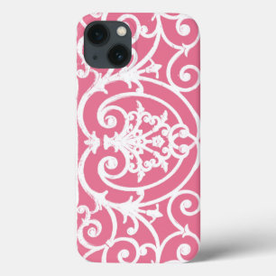 Roze en witte scrollwork Hoesje-Mate iPhone case