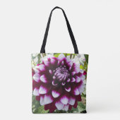 Roze en Witte Sierdahlia Bloem Tote Bag (Achterkant)