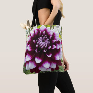 Roze en Witte Sierdahlia Bloem Tote Bag