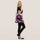 Roze en Witte Sierdahlia Bloem Tote Bag (Op model)