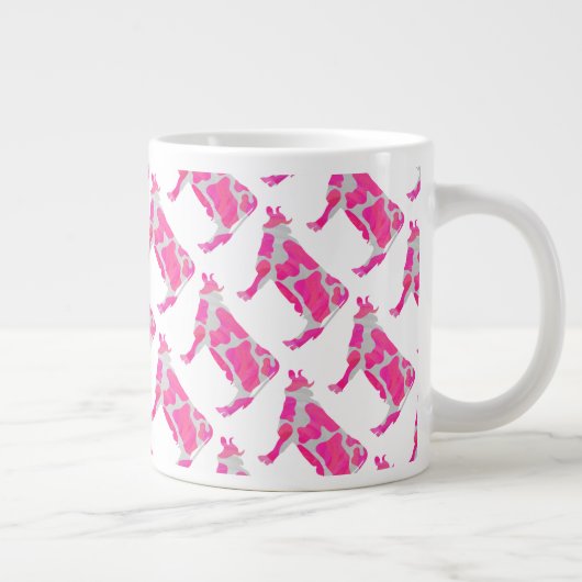 Roze en witte Silhouette Grote Koffiekop (Rechts)
