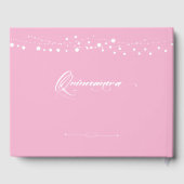 Roze en witte Silhouette met Moon Quinceanera Gastenboek (Achterkant)