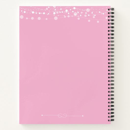 Roze en witte Silhouette met Moon Quinceanera Notitieboek (Achterkant)