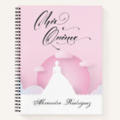 Roze en witte Silhouette met Moon Quinceanera Notitieboek (Voorkant)