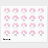 Roze en witte Silhouette met Moon Quinceanera Ronde Sticker (Vel)