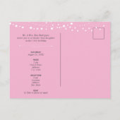 Roze en witte Silhouette met Moon Quinceanera Uitnodiging Briefkaart (Achterkant)