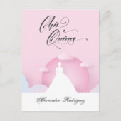 Roze en witte Silhouette met Moon Quinceanera Uitnodiging Briefkaart (Voorkant)