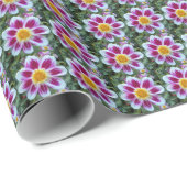 Roze en witte single Dahlia Floral Cadeaupapier (Rol Hoek)