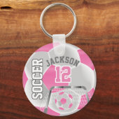 Roze en witte ⚽ sleutelhanger (Voorkant)