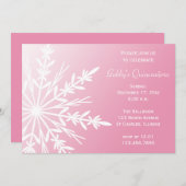 Roze en witte sneeuwvlok Winter Quinceañera Invite Kaart (Voorkant / Achterkant)