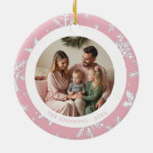 roze en witte sneeuwvlokken 2 foto's keramisch ornament (Achterkant)