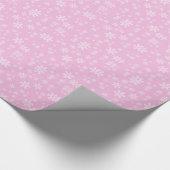 roze en witte sneeuwvlokken cadeaupapier (Hoek)