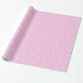  roze en witte sneeuwvlokken cadeaupapier (Uitgerold)