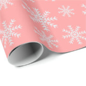 roze en witte sneeuwvlokken cadeaupapier (Rol Hoek)
