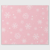 Roze en witte sneeuwvlokken cadeaupapier (Vlak)