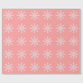 roze en witte sneeuwvlokken cadeaupapier (Vlak)