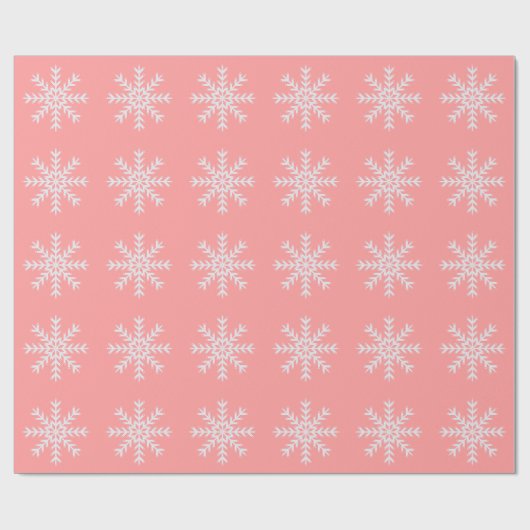 roze en witte sneeuwvlokken cadeaupapier (Vlak)