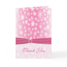Roze en Witte Sneeuwvlokken Dankkaart