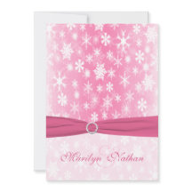 Roze en Witte Sneeuwvlokken Huwelijksuitnodiging