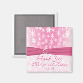 Roze en witte sneeuwvlokken magneet (Voorkant / Achterkant)