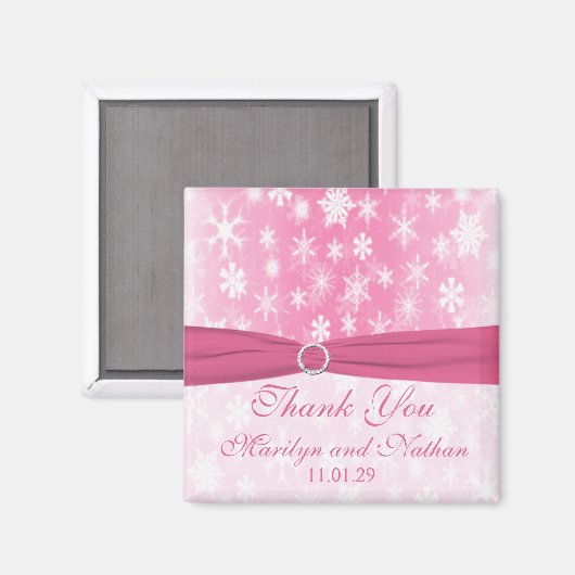 Roze en witte sneeuwvlokken magneet (Voorkant / Achterkant)