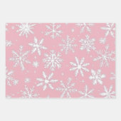  roze en witte sneeuwvlokken patroon inpakpapier vel (Voorkant)