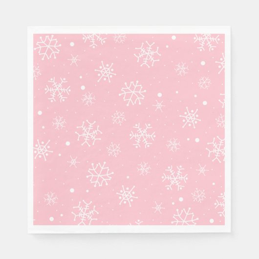 Roze en witte sneeuwvlokken servetten (Voorkant)