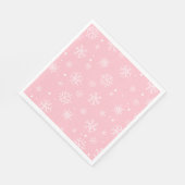 Roze en witte sneeuwvlokken servetten (Hoek)