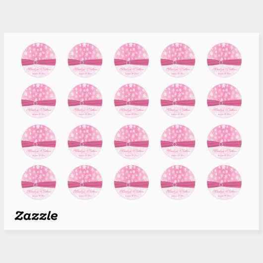 Roze en witte sneeuwvlokken Sticker (Vel)